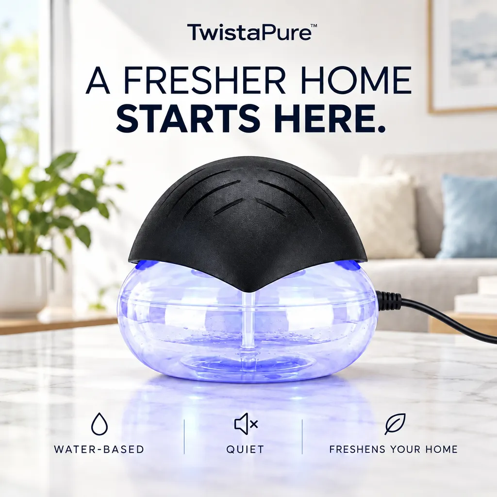 TwistaPure Air Purifier on a bedside table
